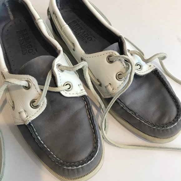 Women's Sebago Boat Shoes Gray/blue/white - Picture 7 of 9